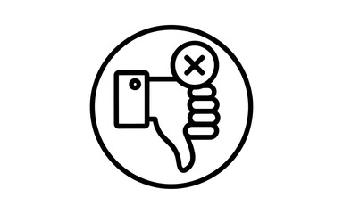 dislike symbol with camera and thumb down in circle