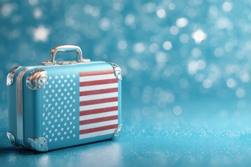 Patriotic Travel Suitcase with American Flag