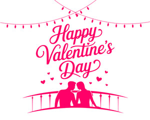 Modern script Happy Valentine&rsquo;s Day typography vector with smooth hand-drawn lettering for romantic branding and cards.