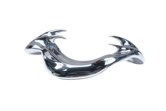Chrome u-shape form with horns, liquid-like