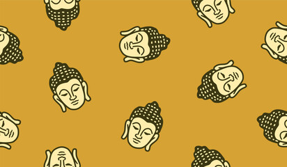 Cute buddha seamless pattern background