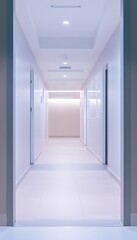 Modern clinic hallway design evokes calm serenity a healthcare commercial stock photo aesthetic