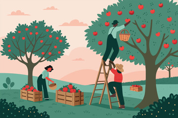 Fruit Orchard Picking Ladder © derahvana