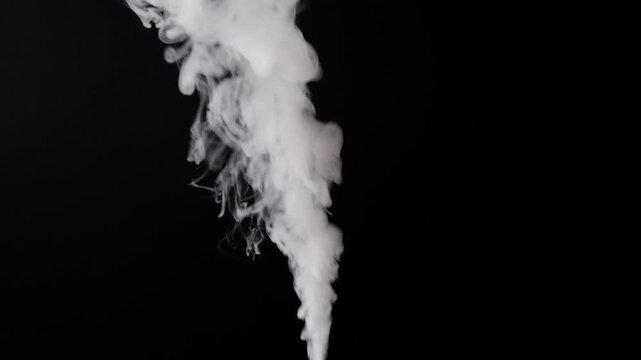 White smoke swirling on black background, atmospheric vfx asset