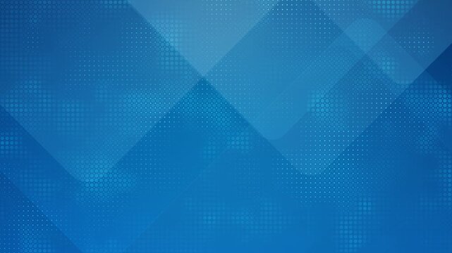 Blue loopable geometric background, overlapping rounded rectangle shapes in slow motion witrh halftone dot textures, professional corporate technology design