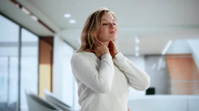 Woman With Sore Throat Seeks Treatment
