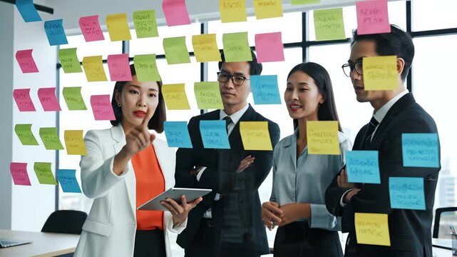 Business team with sticky notes