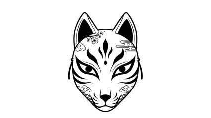 Stylized wolf head illustration with traditional patterns