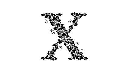 Beautiful floral alphabet letter x