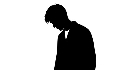 Sad man silhouette standing alone
