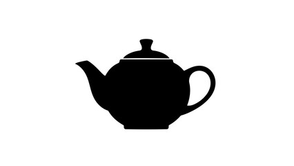 Simple black teapot silhouette on white background