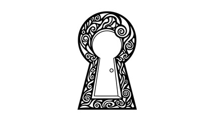 Ornate keyhole design with swirling patterns