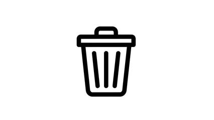 Simple black trash can icon on white background