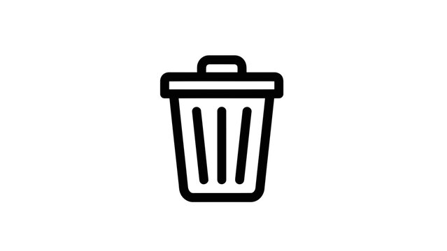Simple black trash can icon on white background