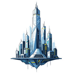 Futuristic City Skyline on Floating Platform