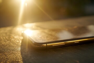mobile phone under spotlight 