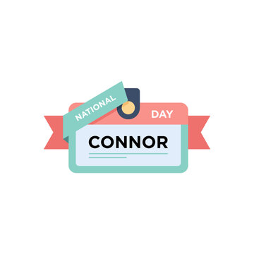 flat illustration vector icon celebrating National Connor Day, name badge with ribbon