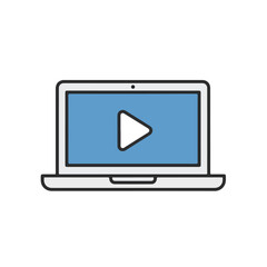 Laptop with Video Play Icon