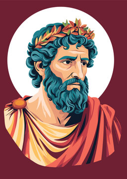 064-03-Marcus aurelius contemplating, wearing a laurel wreath and toga.