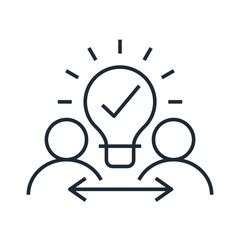 Share ideas, knowledge. Help each other.Vector linear icon illustration isolated on white background.