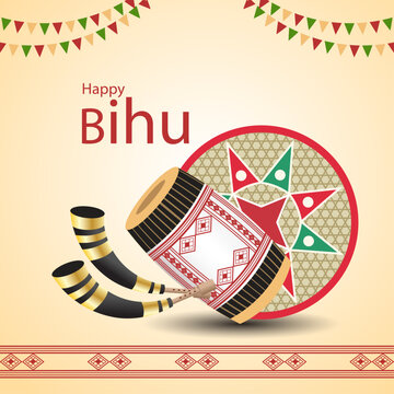 Vector Illustration of traditional background for religious holiday festival of Assamese New Year Bihu