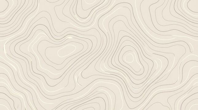 Topographic map contour lines in beige and grey on a light background