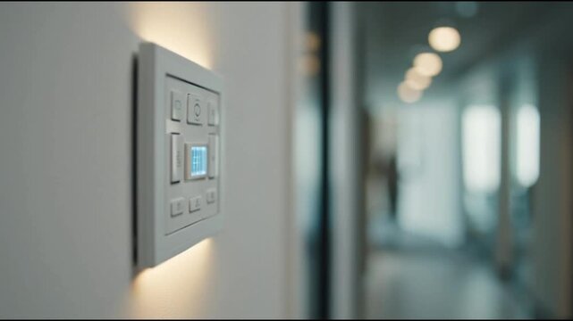 Hand Flipping Light Switch in Office.