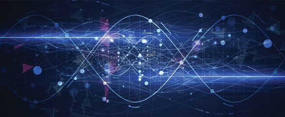 Futuristic scientific hexagons structure, DNA strands, connected neural web