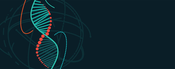 Futuristic scientific hexagons structure, DNA strands, connected neural web