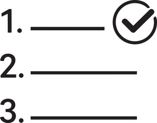 Numbered list with checkmarks, indicating a completed checklist or successful task completion in a simple, clean iconographic style.