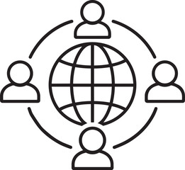 Global connection icon with people around the world, symbolizing international networking and communication