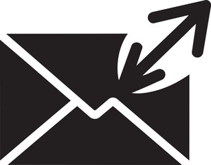 Black envelope icon with an arrow indicating sending or outgoing mail