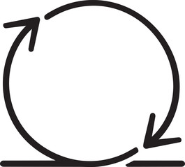 Circular arrow icon representing repetition, cycles, and refresh actions in a simple black and white line drawing illustration.