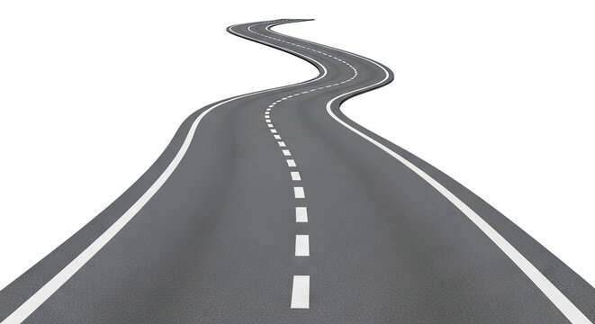 Winding Road with White Lane Markings