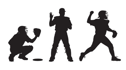 Obraz premium Baseball Players Silhouettes Vector Illustration For Sports And Fitness Concept