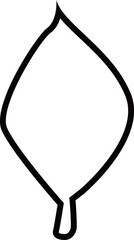 葉のアウトライン白黒線画イラスト 透明背景