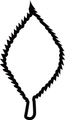 葉のアウトライン白黒線画イラスト 透明背景