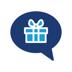 gift box and speech bubble colored icon vector design good for web or mobile app