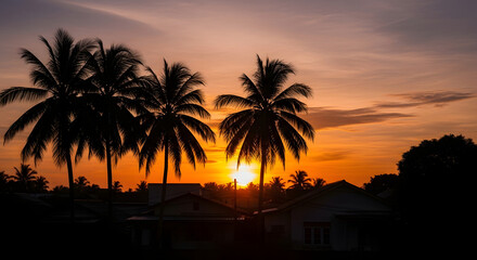 Obraz premium golden sunset over the beach