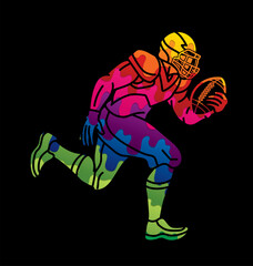 Fototapeta premium American Football Player Running Action Cartoon Sport Graphic Vector