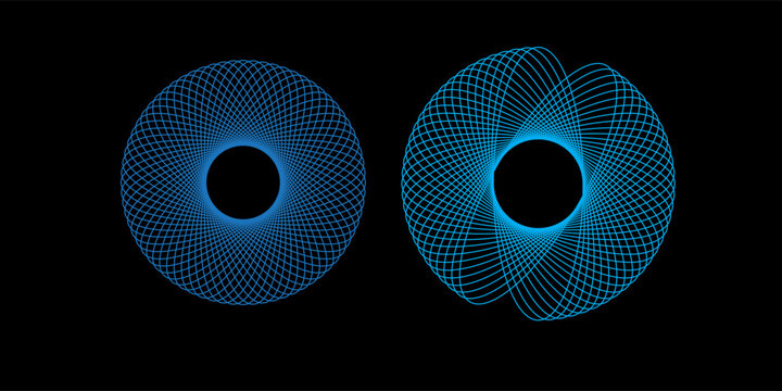 Vector set sci-fi blue sphere with particles and lines. Concept network connection. Frame sphere. Abstract technology background.