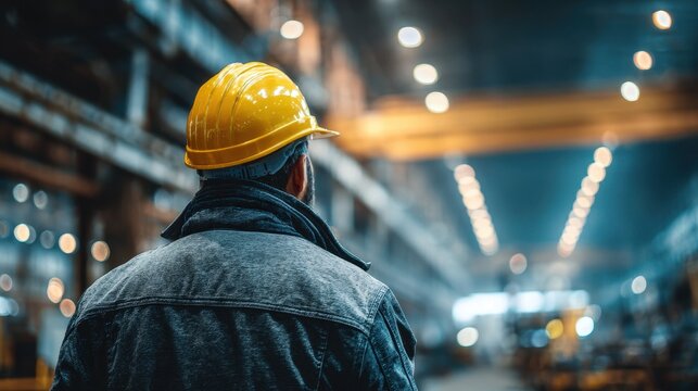 Industrial engineers in safety gear at a manufacturing facility