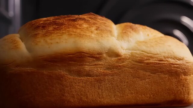 Freshly baked white bread, homemade bakery food background