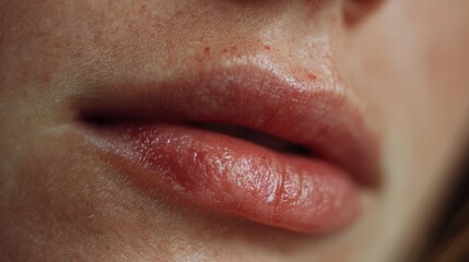 Obraz premium Zoomed in view of irritated dry and chapped lips