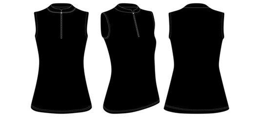 Women&rsquo;s Sleeveless Golf Polo Shirt Mockup Template Vector