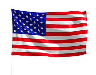 A digitally rendered American flag waving in the breeze with 50 stars and red & white stripes