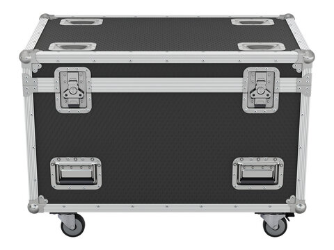 Front view of flight case isolated on white background - 3D illustration
