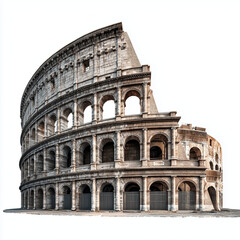 Fototapeta premium AI-generated image - An isolated view of the Colosseum (also known as the Flavian Amphitheatre), the iconic symbol of Imperial Rome, presented on a white background.