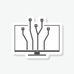 Smart TV icon sticker isolated on gray background