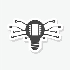 Smart technology light bulb icon sticker isolated on gray background